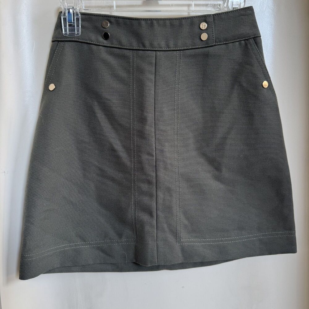 H&M Olive Green Mini Skirt with Studs and Pockets Size 2